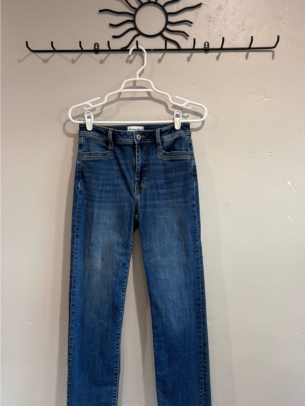 Studio Blue High-Rise Straight-Leg Jeans